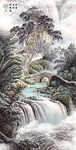 流水生财山水画