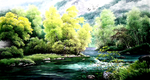 风景山水画油画招财画