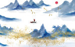 国画 山水新中式画 TIF分层