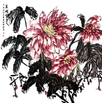 牡丹水墨画花鸟装饰画