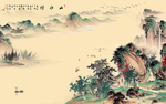 山水情背景墙