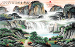 流水生财山水画背景墙