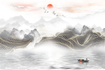新中式抽象山水线条