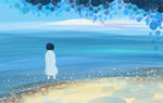 女孩海边插画