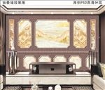 大理石山水木纹护墙板背景墙