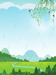 春雨燕子郊外春景背景