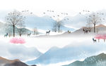 中式山水画高清画 TIF分层