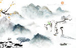 现代中式山水画 tif分层