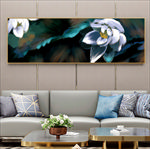 手绘荷花横幅装饰画