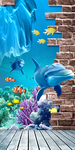 3D海豚海底世界玄关装饰画