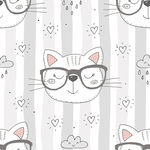 卡通小猫印花图案