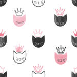 卡通小猫印花图案