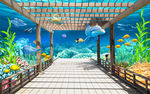 3D立体海底世界海豚背景墙