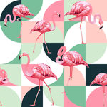 插画花卉矢量热带火烈鸟