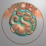 仿古兽玉雕貔貅挂件圆牌精雕图