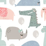 卡通犀恐龙牛印花图案