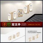 三风一训楼梯走廊校园文化墙