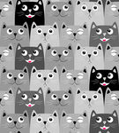卡通小猫印花图案