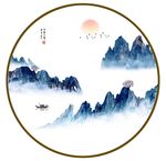 圆形山水装饰画