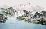 水墨山水背景墙