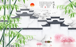 新中式山水徽派建筑马头墙