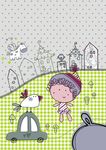 卡通女孩运动城堡创意矢量