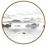 圆形山水装饰画