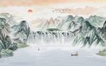 水墨山水聚财画