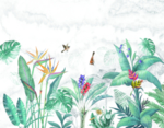 清新花鸟壁画背景素材