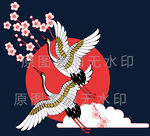 国潮中国风仙鹤班服图案印花古风