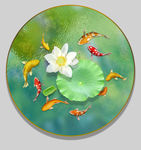 荷花金鱼装饰画