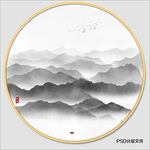 圆形山水画