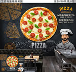 披萨店装饰工装壁画
