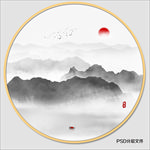 圆形水墨画