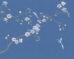 蓝色清新花鸟壁画背景