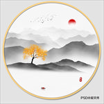 圆形水墨画