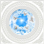 唯美欧式花纹天空天顶壁画