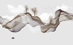 山水画 水墨烟雾山水背景墙