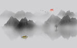 抽象水墨山水画