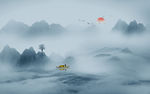抽象水墨山水画