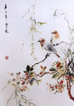 高清苏绣花鸟摄影图