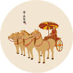 秦代西安兵马俑马车矢量素材