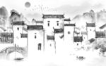 徽派简约山水画 tif分层