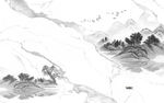 爵士白简约山水画 tif分层