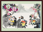 国画猴子图