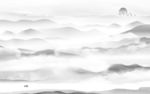 灰色新无框山水画 tif分层