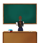 女老师讲台黑板写字背影