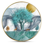抽象水墨山水发财鹿飞鸟晶瓷画