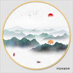 圆形水墨画