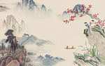 唯美中式山水画 tif分层